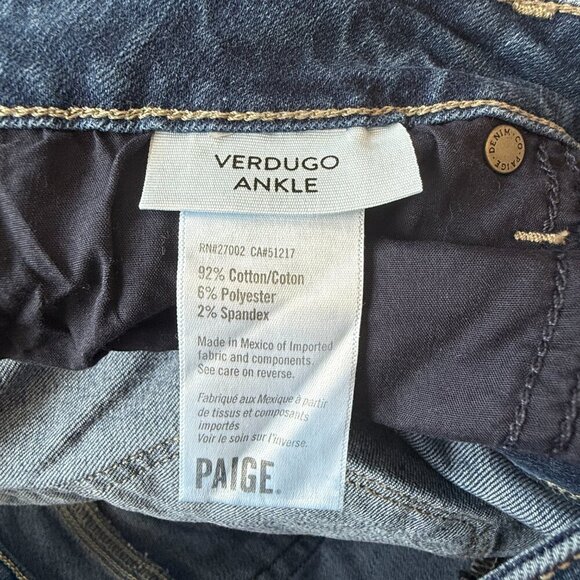 Women's 31 Paige Verdugo Ankle Stretch Denim Jeans High Rise - Picture 6 of 7